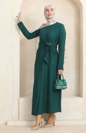 Crepe Fabric Side Tie Dress 1017-02 Emerald Green 1017-02