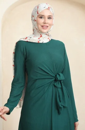 Crepe Fabric Side Tie Dress 1017-02 Emerald Green 1017-02