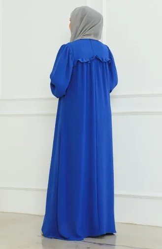 Aerobin Kumaş Kolu Lastikli Elbise 0465-02 Saks