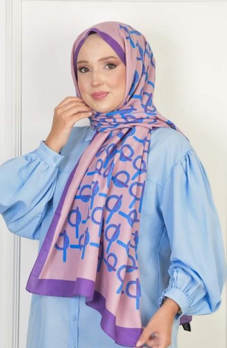 Monogram Soft Pamuksu Desenli Şal Mor Monogramsoft 028