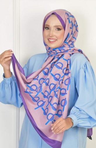 Monogram Soft Pamuksu Desenli Şal Mor Monogramsoft 028