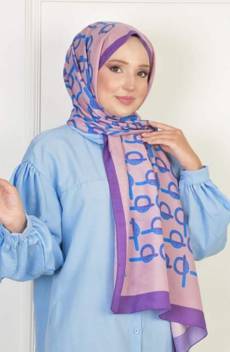 Monogram Soft Pamuksu Desenli Şal Mor Monogramsoft 028