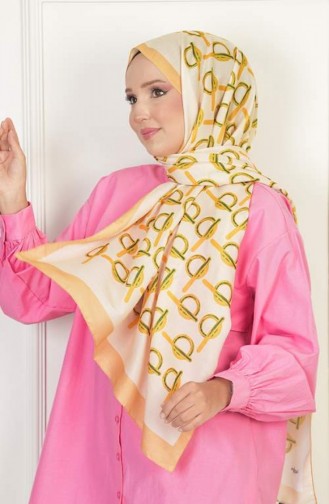 Monogram Soft Cotton Patterned Shawl Cream Monogramsoft 050 050
