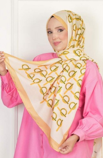 Monogram Soft Cotton Patterned Shawl Cream Monogramsoft 050 050