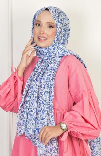 Châle à Motifs En Coton Bleu Cotton00 064 00_064
