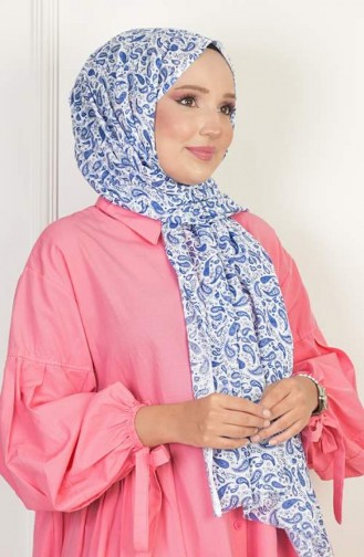 Châle à Motifs En Coton Bleu Cotton00 064 00_064
