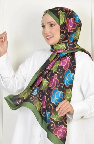 شال وردي منقوش قطن ناعم باللون الأخضر Rosesoft00 0200 00_0200
