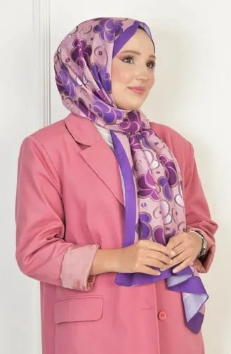 شال وردي منقوش قطن ناعم بنفسجي Rosesoft00 028 00_028