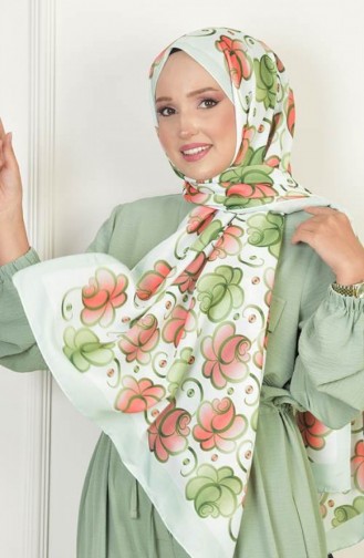 Rose Soft Pamuksu Desenli Şal Mint Rosesoft00 029