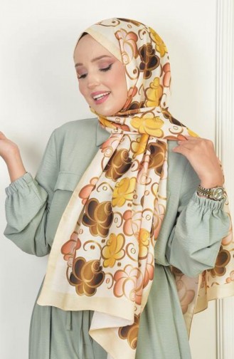 Rose Soft Pamuksu Desenli Şal Altuni Sarısı Rosesoft00 257