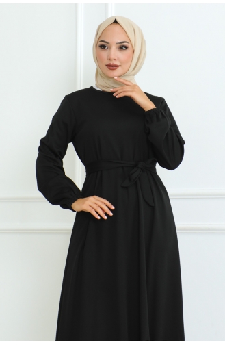 Robe Torsadée à Froufrous Jupe Asiatique 206-01 Noir 206-01