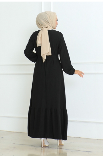 Robe Torsadée à Froufrous Jupe Asiatique 206-01 Noir 206-01