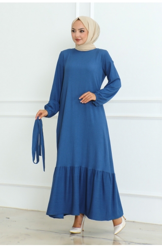 Robe Torsadée à Froufrous Jupe Asiatique 206-02 Indigo 206-02