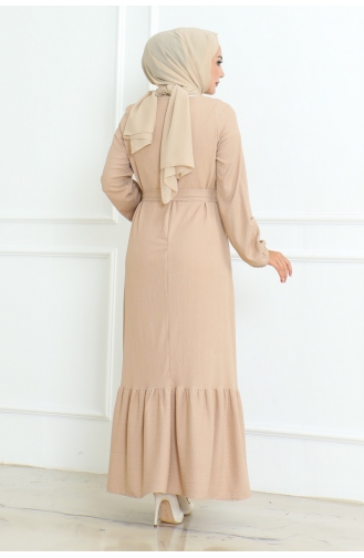 Robe Torsadée à Froufrous Jupe Asiatique 206-03 Beige 206-03