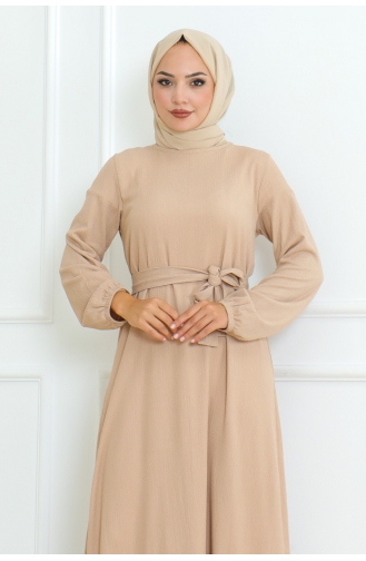 Robe Torsadée à Froufrous Jupe Asiatique 206-03 Beige 206-03