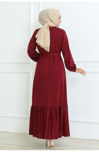 Kuzey Mira Kemerli Elbise 207-03 Bordo