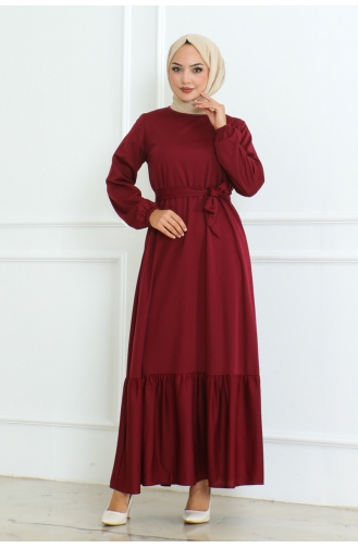 Kuzey Mira Kemerli Elbise 207-03 Bordo