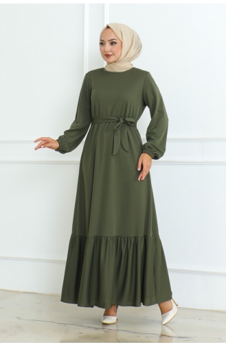 Kuzey Mira Kemerli Elbise 207-05 Haki