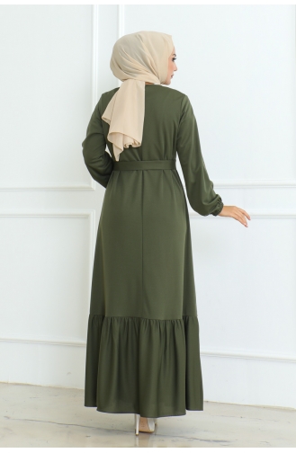 Kuzey Mira Kemerli Elbise 207-05 Haki