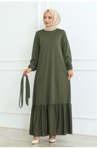 Kuzey Mira Kemerli Elbise 207-05 Haki