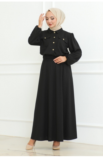 Ensemble Hijab Avec Jupe 2091-01 Noir 2091-01