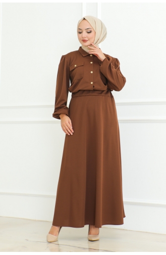 Ensemble Hijab Avec Jupe 2091-02 Marron 2091-02