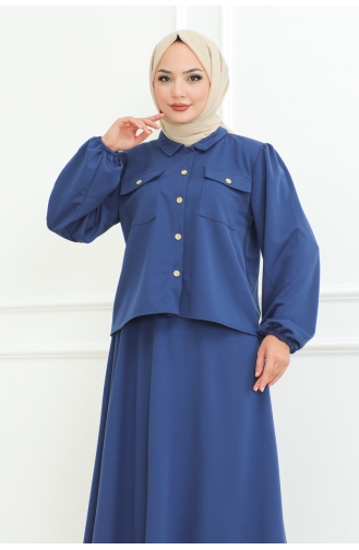 Ensemble Hijab Avec Jupe 2091-06 Indigo 2091-06