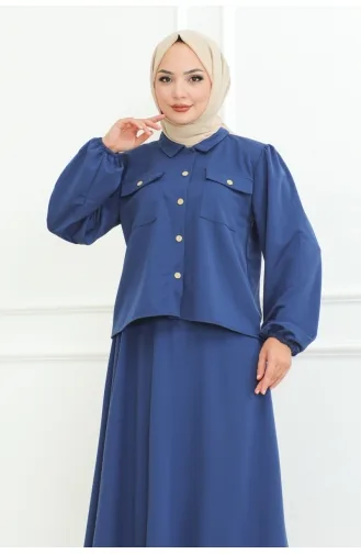 Ensemble Hijab Avec Jupe 2091-06 Indigo 2091-06