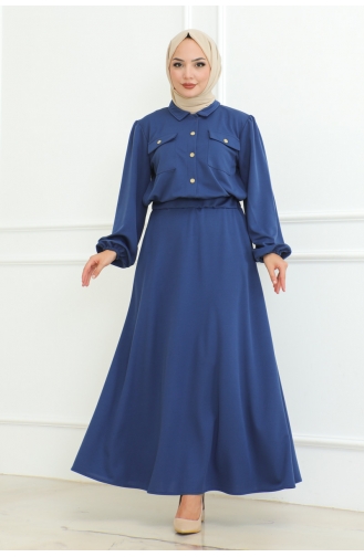 Ensemble Hijab Avec Jupe 2091-06 Indigo 2091-06
