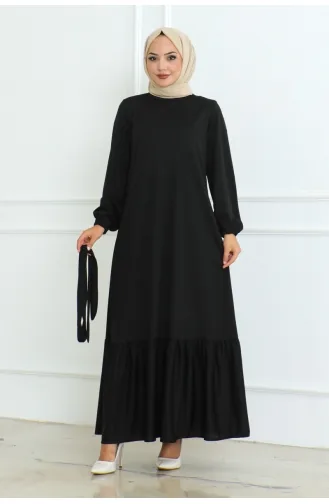 Robe Portefeuille En Coton 0096-01 Noir 0096-01