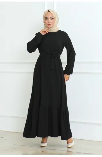 Robe Portefeuille En Coton 0096-01 Noir 0096-01