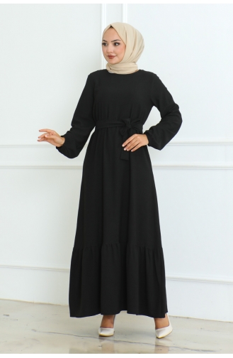 Wickelkleid Aus Baumwolle 0096-01 Schwarz 0096-01