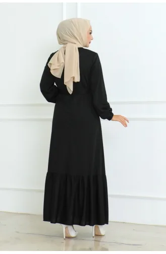 Robe Portefeuille En Coton 0096-01 Noir 0096-01