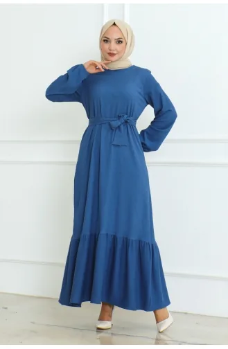 Robe Portefeuille En Coton 0096-02 Indigo 0096-02