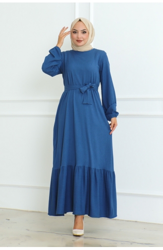 Cotton Crepe Dress 0096-02 Indigo 0096-02