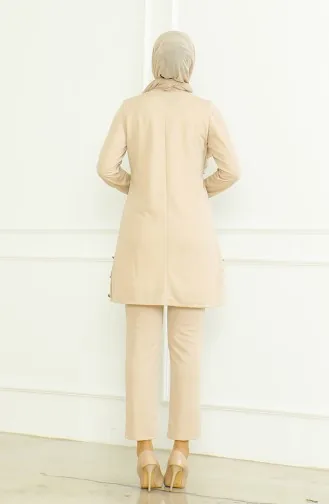 Geknöpfte Tunika-Hose Doppelanzug 8025-07 Beige 8025-07