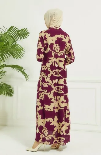 Robe Longue à Motifs 4099-03 Prune 4099-03