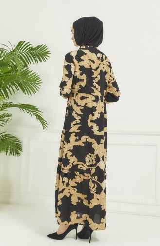 Robe Longue à Motifs 4099-04 Noir 4099-04