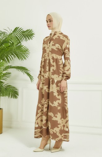 Robe Longue à Motifs 4099-05 Vison 4099-05