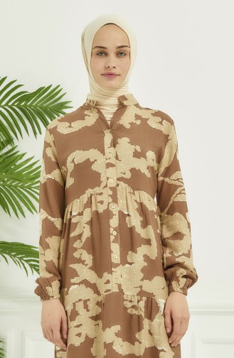 Robe Longue à Motifs 4099-05 Vison 4099-05