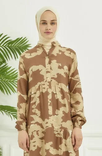 Robe Longue à Motifs 4099-05 Vison 4099-05