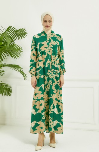 Robe Longue à Motifs 4099-06 Vert 4099-06
