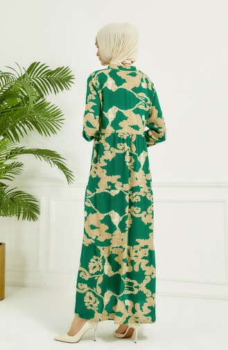Robe Longue à Motifs 4099-06 Vert 4099-06