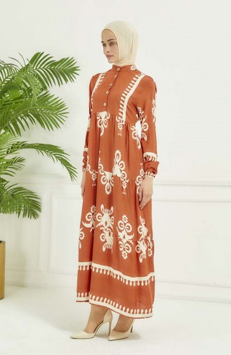 Robe A Motifs Carreaux 4100-06 Orange 4100-06