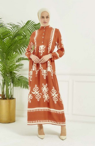 Robe A Motifs Carreaux 4100-06 Orange 4100-06