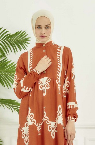 Robe A Motifs Carreaux 4100-06 Orange 4100-06