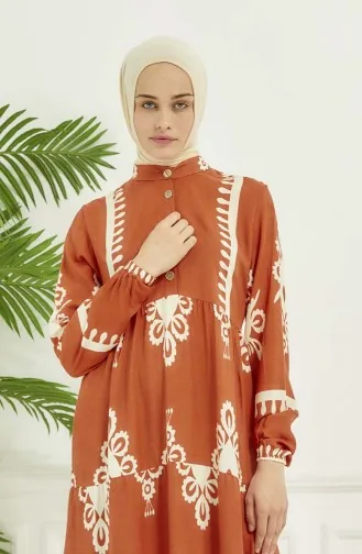Çini Desen Elbise 4100-06 Oranj