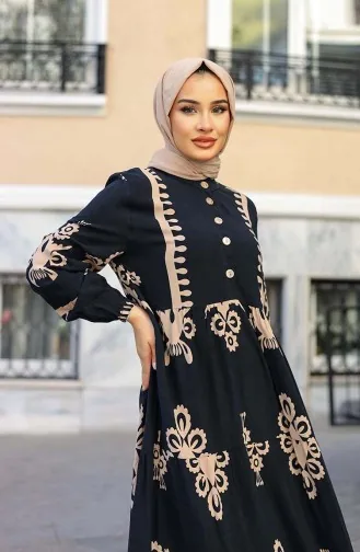 Tegelpatroon Jurk 4100-07 Zwart 4100-07