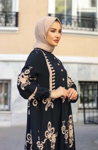 Tegelpatroon Jurk 4100-07 Zwart 4100-07