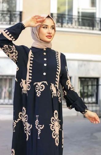 Tegelpatroon Jurk 4100-07 Zwart 4100-07